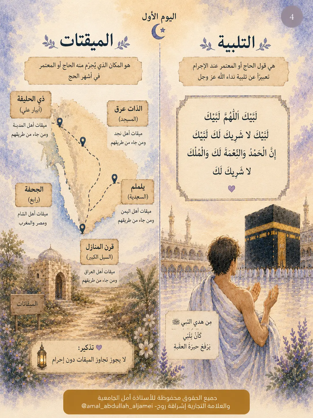 اليومُ الأوّل · الميقاتُ والتّلبية